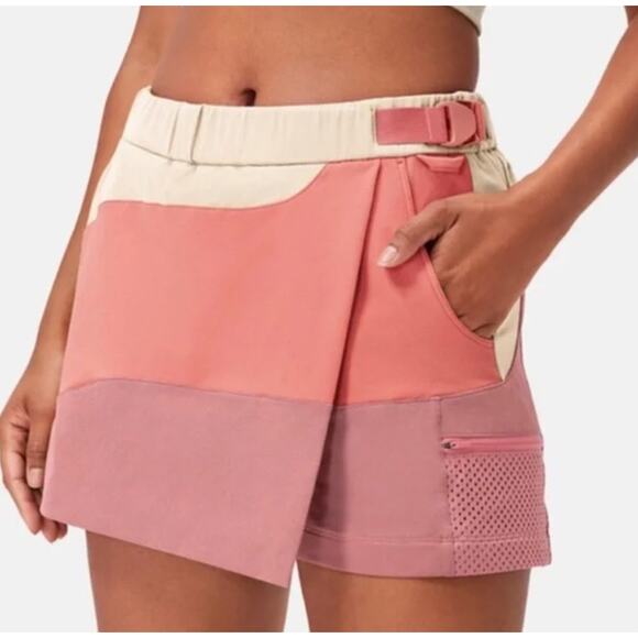 Outdoor Voices RecTrek 3" Skort Pink Colorblock Belted Hiking Athletic Lined - Picture 1 of 10